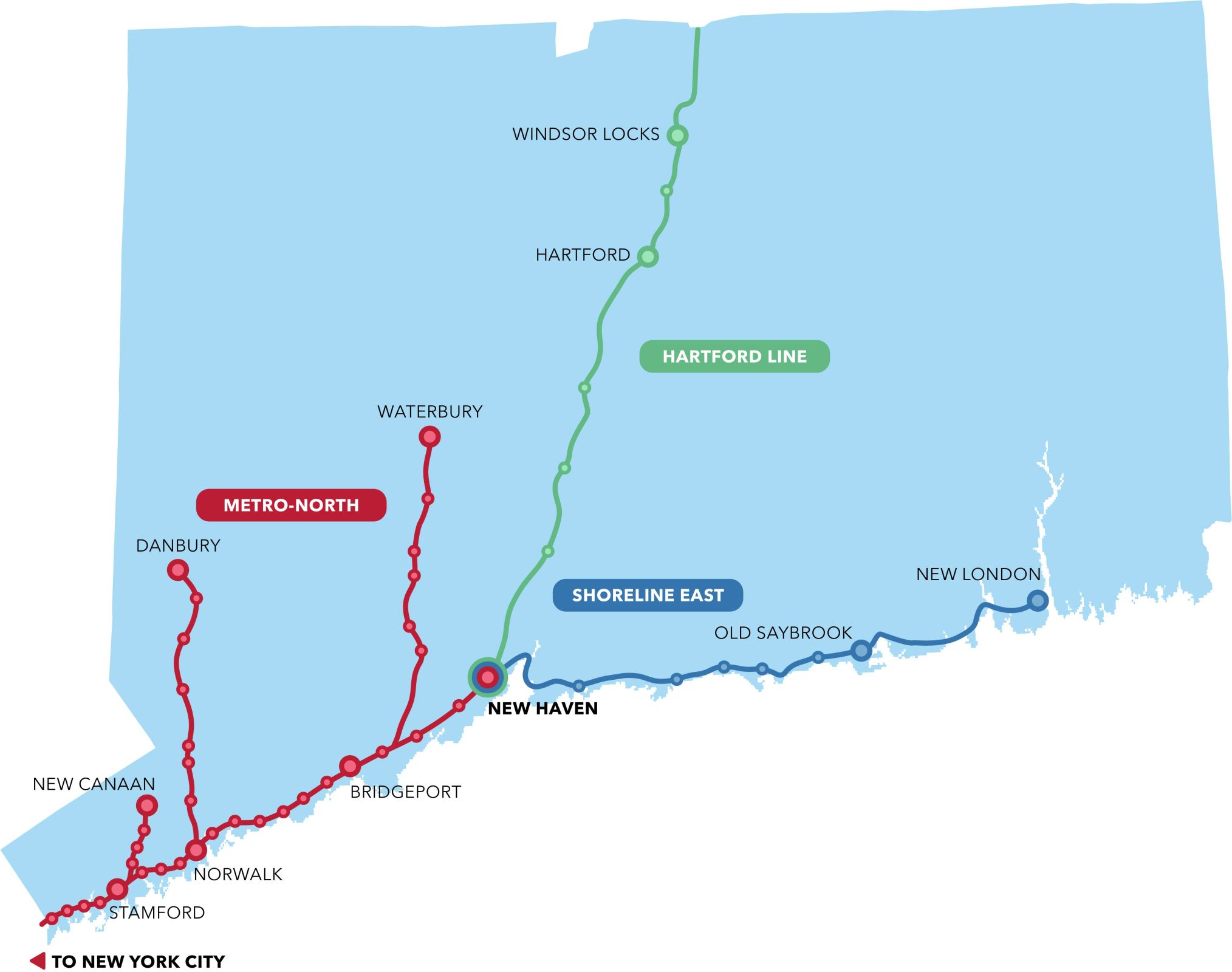 map of rail routes in CT