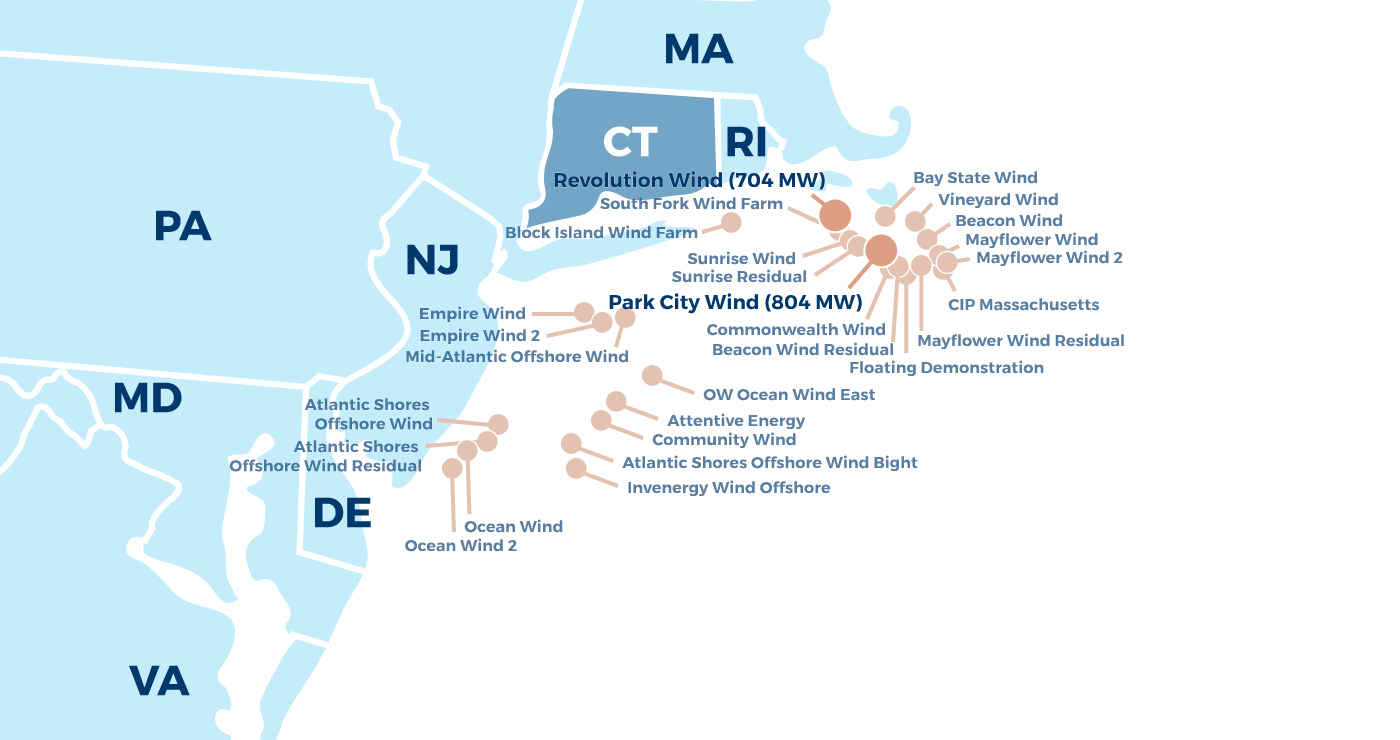 offshore wind facilities map