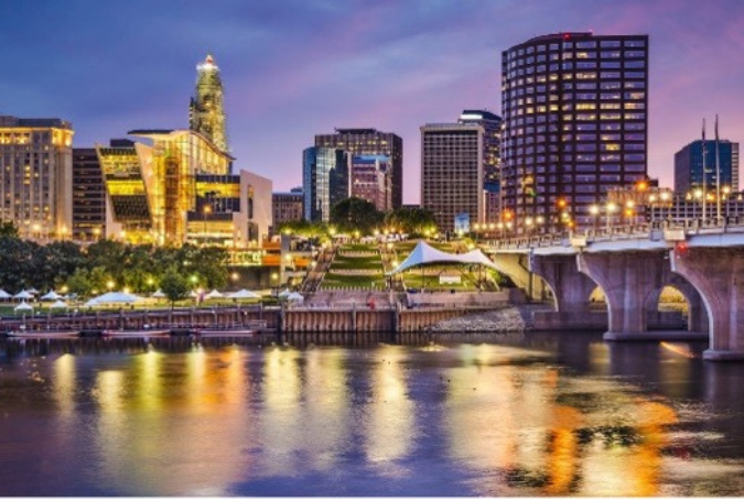 urban skyline at night